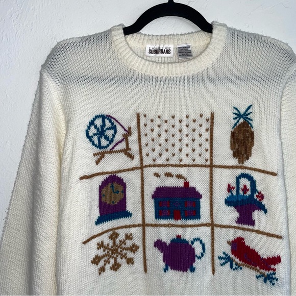 Vintage Grannycore Country Graphic Knit Crewneck Sweater - Picture 3 of 4